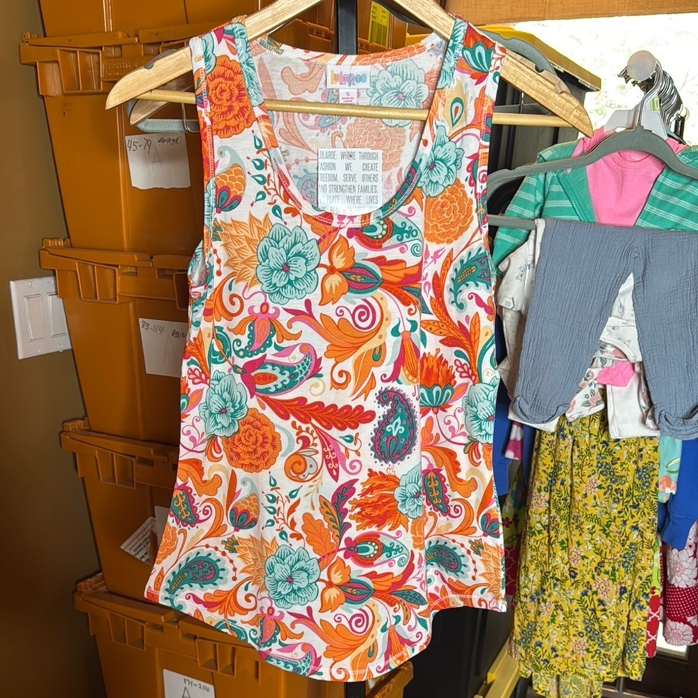 NWT LuLaRoe Tank Top White Orange Sleeveless Tank Top Size Small